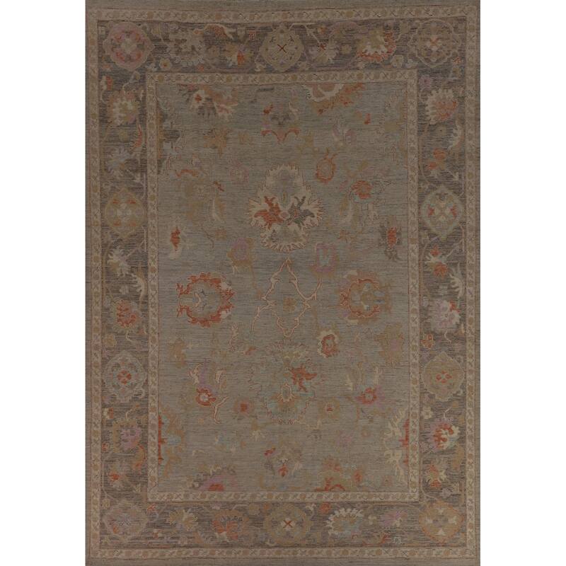 Transitional Vegetable Dye Oushak Turkish Rug Handmade Wool Carpet - 8'10"x 12'3"