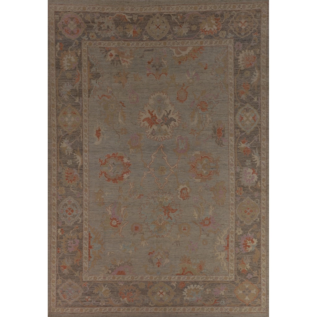 Transitional Vegetable Dye Oushak Turkish Rug Handmade Wool Carpet - 8'10"x 12'3"