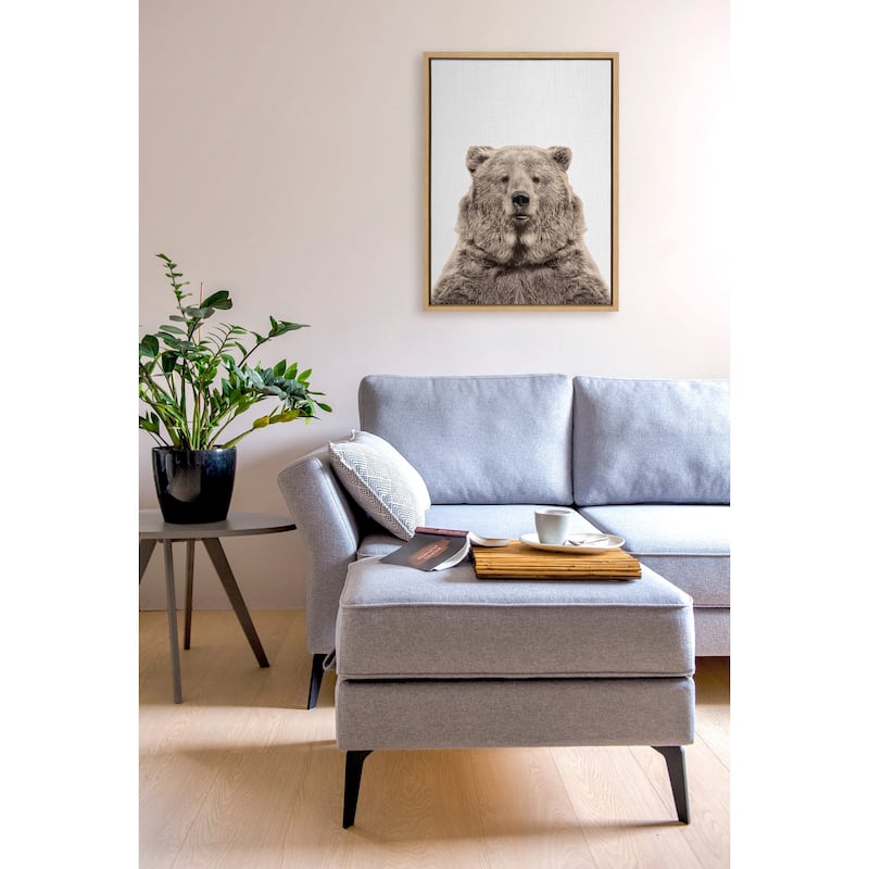Kate and Laurel Sylvie Bear European Color Framed Canvas by Simon Te