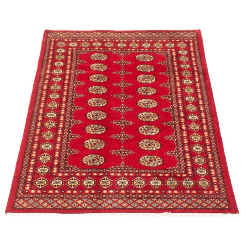 ECARPETGALLERY Hand-knotted Peshawar Bokhara Red Wool Rug - 4'2 x 6'3