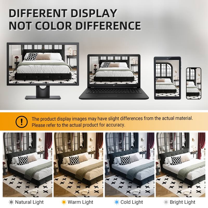 Queen Size Bed Frame,Tufted Headboard with Extra-Large Ultra-Soft Cloud Pillow Design,Chenille Platform Bed