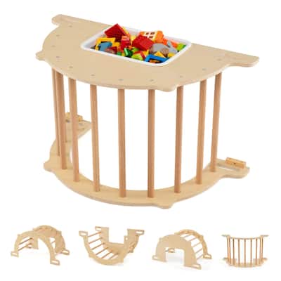 Costway Kids Climbing Arch Sensory Table Montessori Wooden Climber Toy - as pic shows - See Details