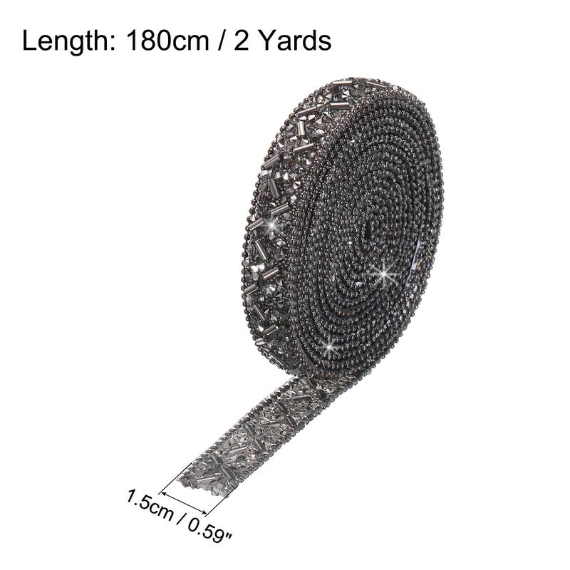 2 Yard 13mm Crystal Rhinestone Diamond Hotfix Ribbon - Gray