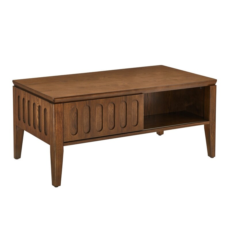 サイドテーブル・ナイトテーブル・ローテーブル Vintage coffee table Mid century Mid Century Modern Fluted Coffee Table,Vintage Farmhouse Center