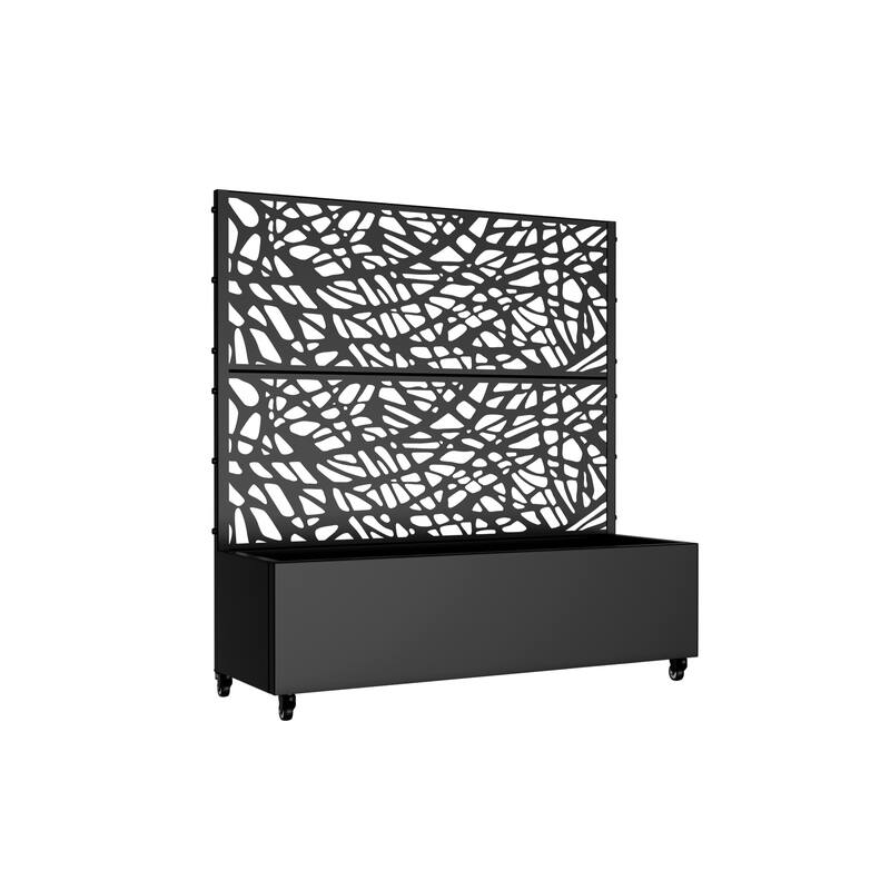 Metal Movable Planter Box with Trellis Privacy Screen Planter Box with Lockable Wheels