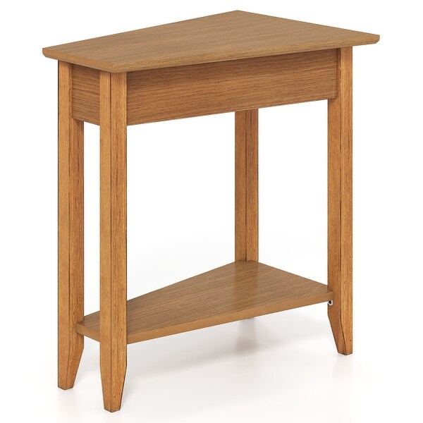 Gymax Irregular 2-Tier End Table, Modern, Walnut - Bed Bath