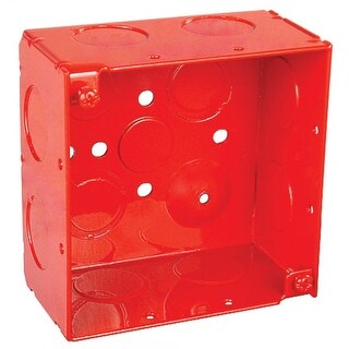 2 Pcs, 4 Square Junction Box, Red, 2-1/8 in. Deep, (8) 3/4 in. Side ...