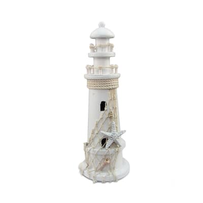 CoTa Global White Lighthouse Decor with Starfish and Fish Net
