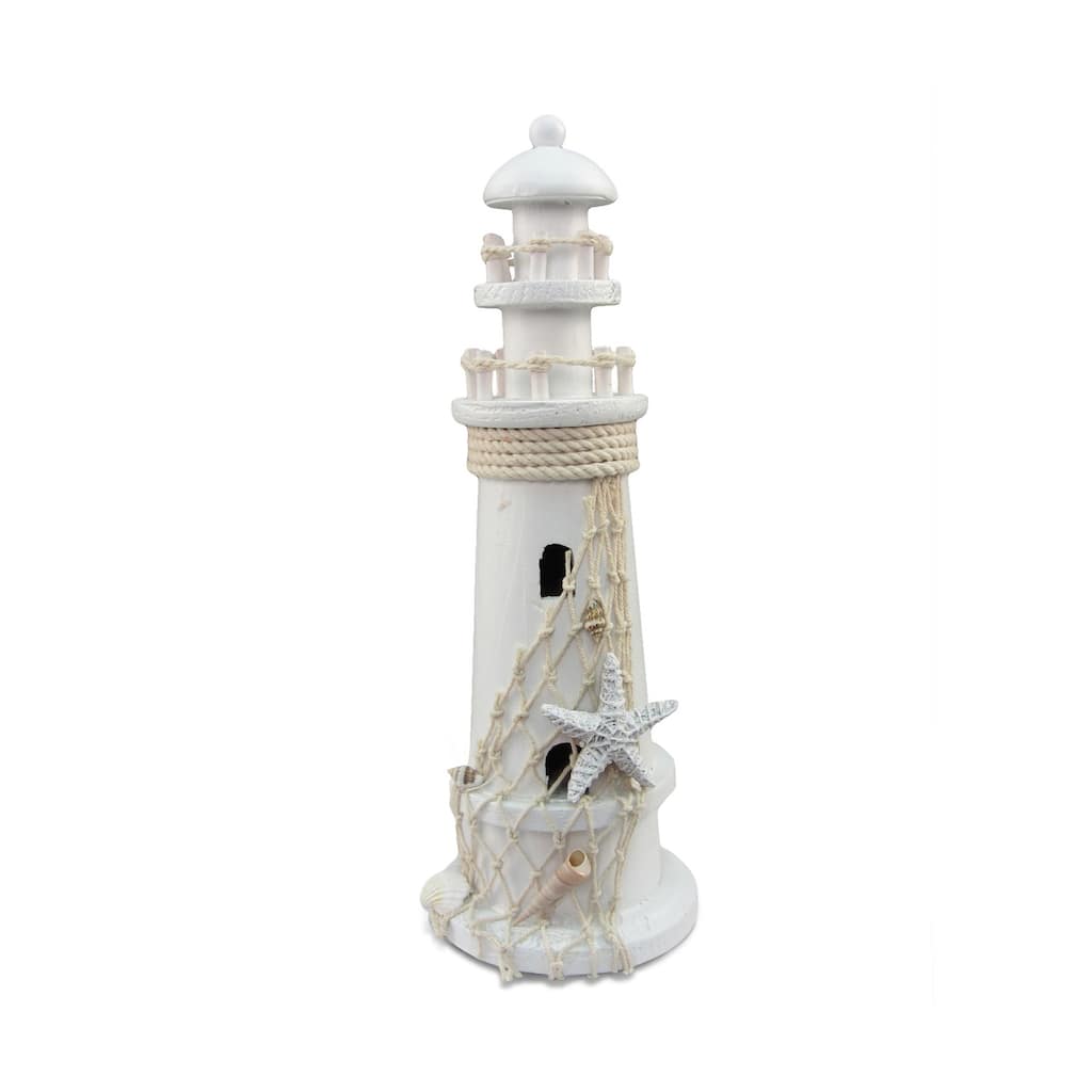 CoTa Global White Lighthouse Decor with Starfish and Fish Net