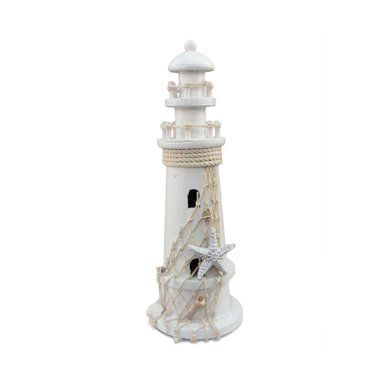 CoTa Global White Lighthouse Decor with Starfish and Fish Net