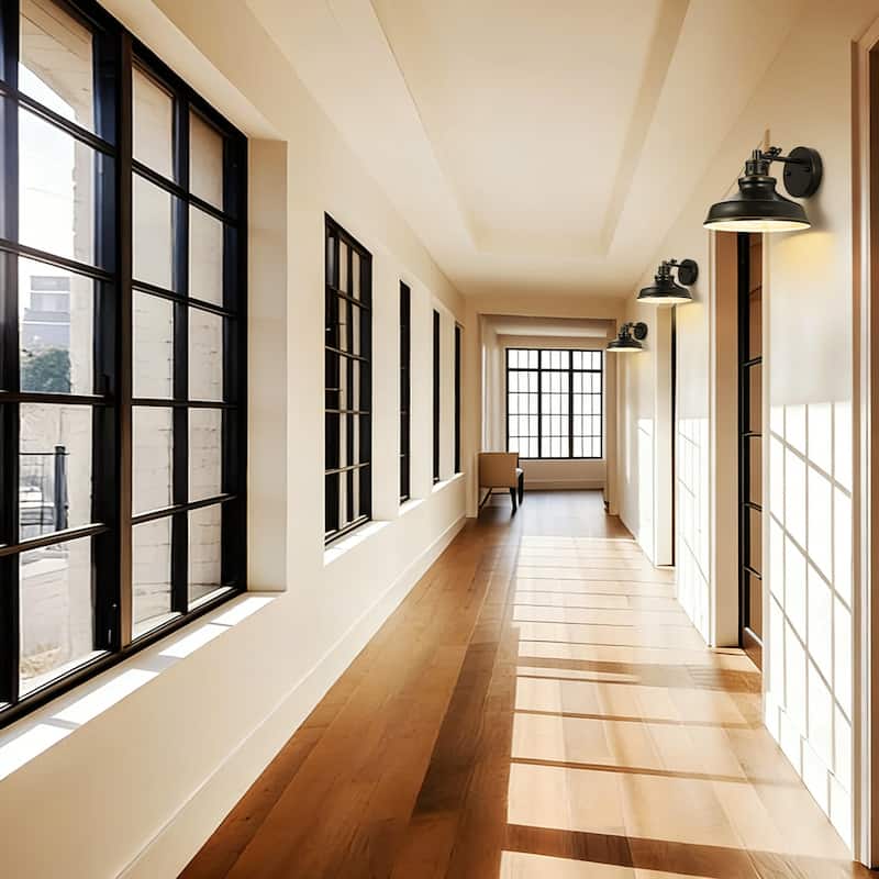 1-Light Industrial Retro Iron Black Wall Light for Bedroom Hallway - 1 Light