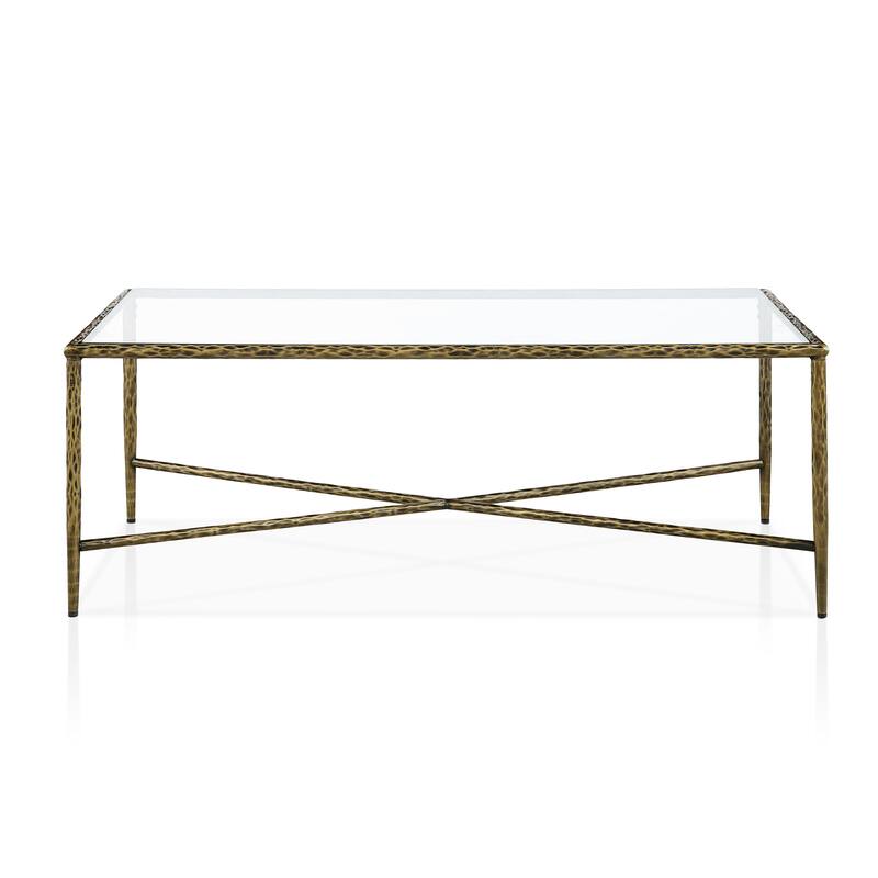 247 Shop At Home Lalia Modern Hammered Metal 3-Piece X-Brace Coffee Table Set
