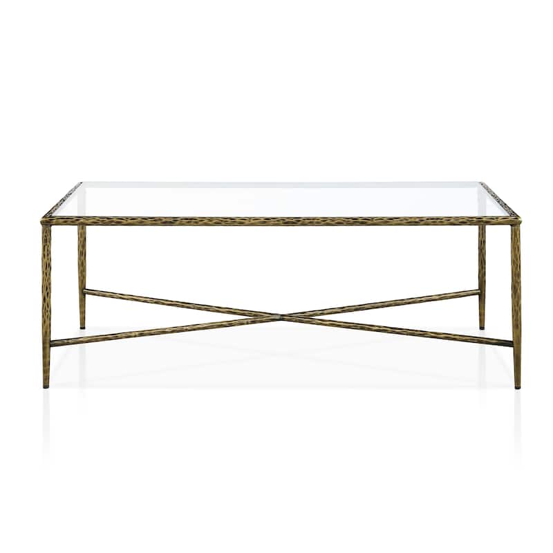 247 Shop At Home Lalia Modern Textured Metal X-Brace Coffee Table
