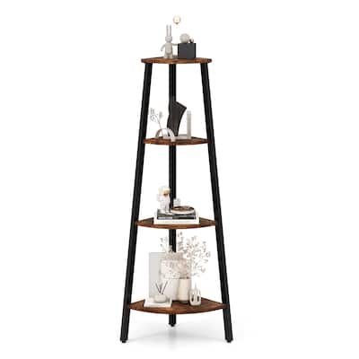 Costway 4-Tier Corner Shelf Metal Storage Rack Domestic Bookcase - 14” X 4”X 49.5“