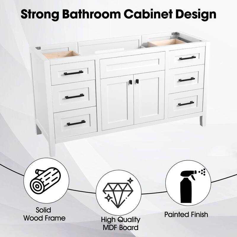 Nephelily 60 inch Bathoom Vanity With Quartz Top Single Sink, Easy-to-Install