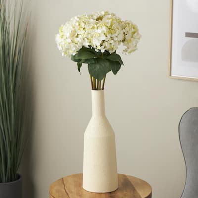 White Faux Foliage Tall Hydrangea Artificial Flower Stem (Set of 8)