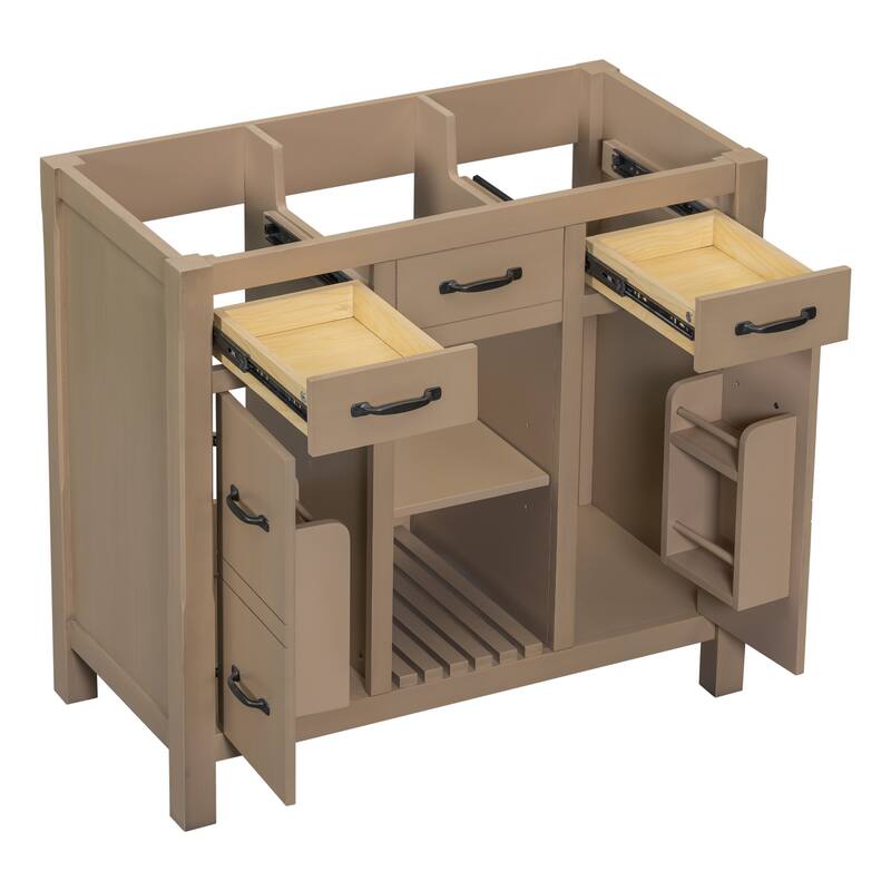36" Solid Wood Frame Bathroom Cabinet