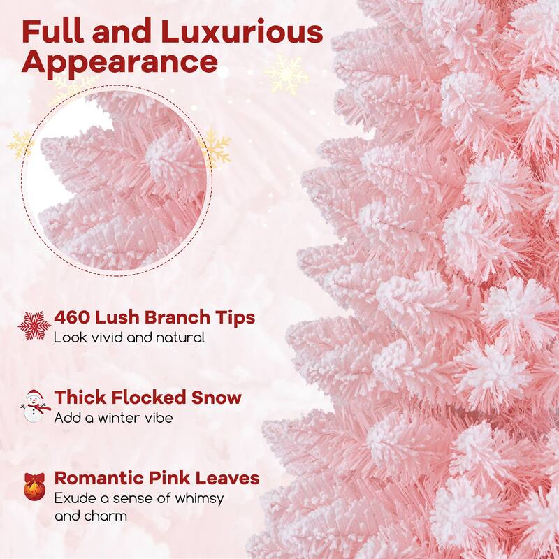 Gymax 5/7/8/6 FT Artificial Pink Christmas Tree w/ 328/635/1000/460