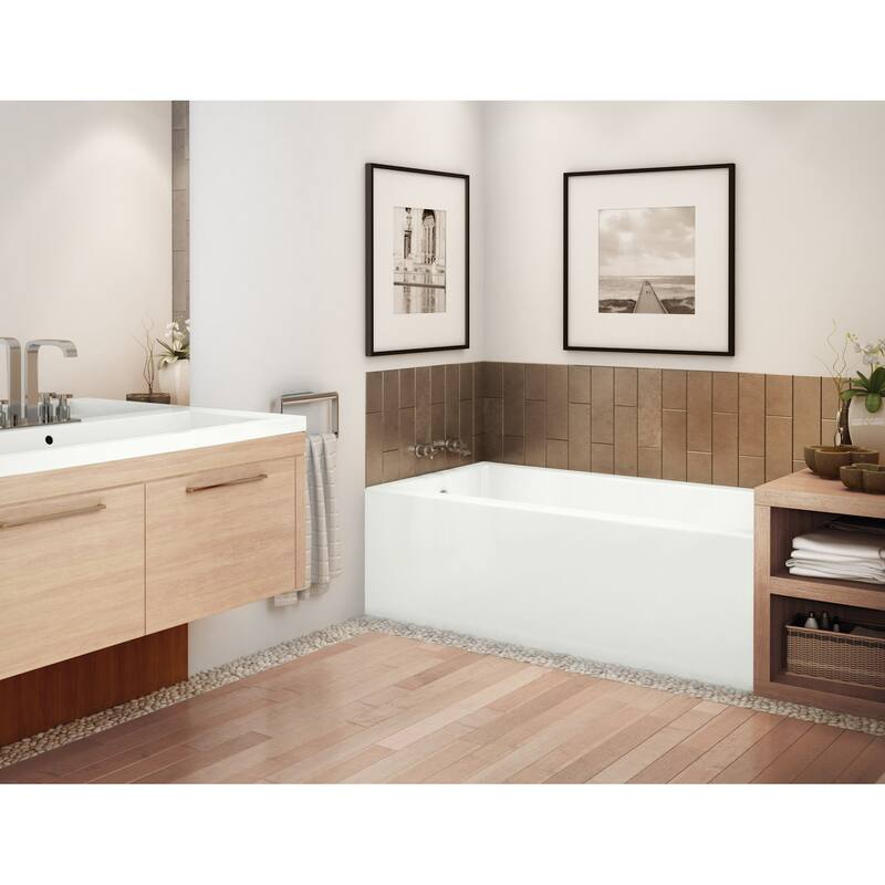 Maax Rubix 60" Alcove Acrylic Soaking Tub with Left Drain and Overflow