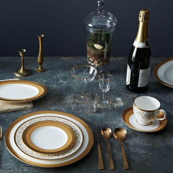 Noritake Summit Gold 5-teiliges Gedeck – Knochenporzellan Mit Goldrand & Modernem Blumen-Design