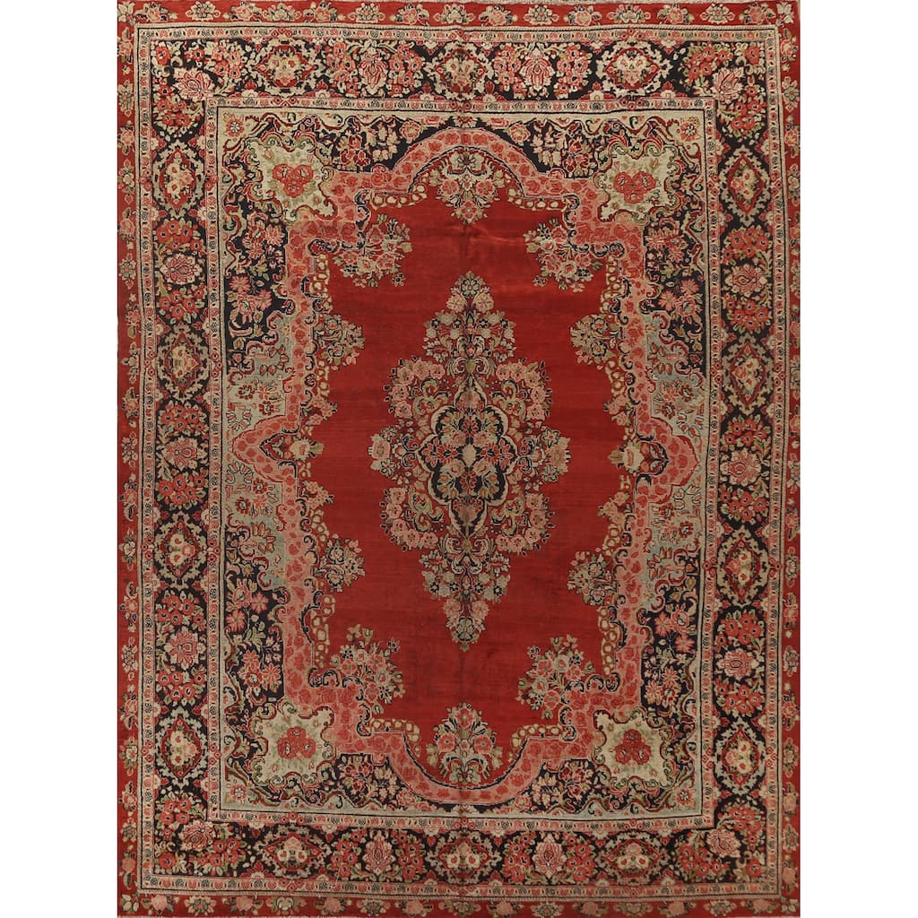Floral Mahal Persian Vintage Rug Handmade Wool Carpet - 10'10"x 13'11"