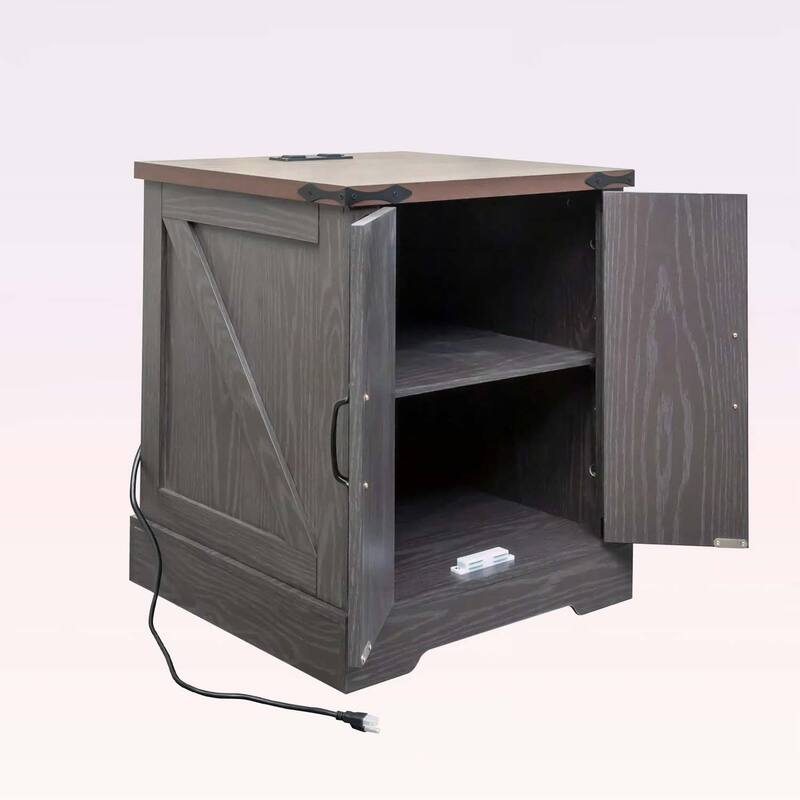 Rustic Wood Nightstand with Adjustable Shelf