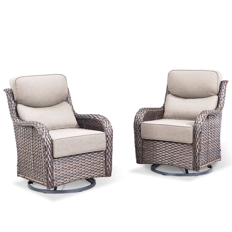 Outdoor Swivel Chairs with 6-Inch Thick Cushions for Garden