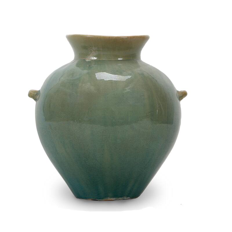 Artissance 10.2 in. H Round Green Porcelain Vintage Style Water Jar