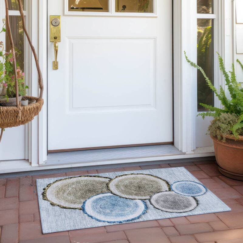 Machine Washable Indoor/ Outdoor Modern Wood Chantille Rug