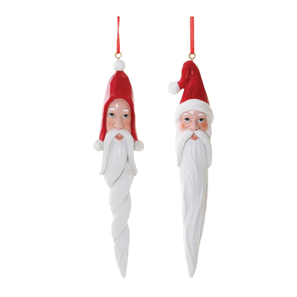 Set of 6 Long Beard Santa Drop Christmas Ornaments 8.25"