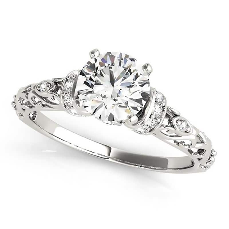 Auriya 14k Gold 1 1/2ct Moissanite and 1/8ct Diamond Engagement Ring - White - 5.5