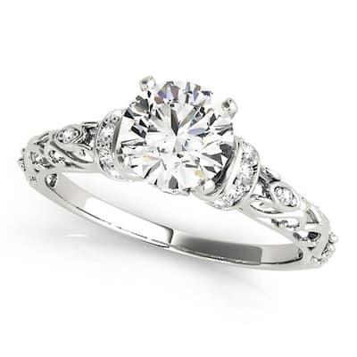 Auriya 14k Gold 1 1/2ct Moissanite and 1/8ct Diamond Engagement Ring