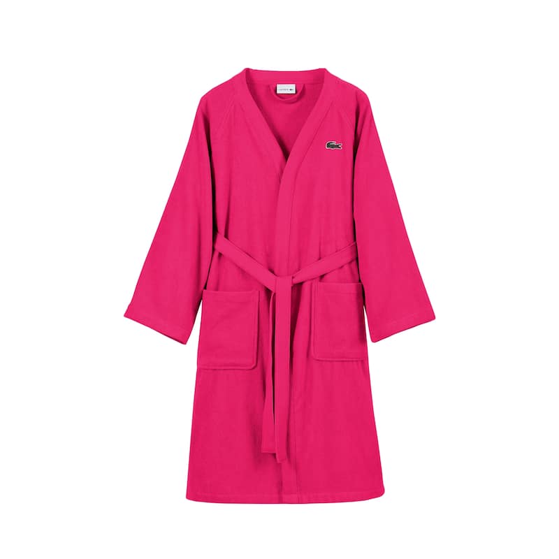 Lacoste 100% Cotton Classic Pique Bath Robe - Magenta