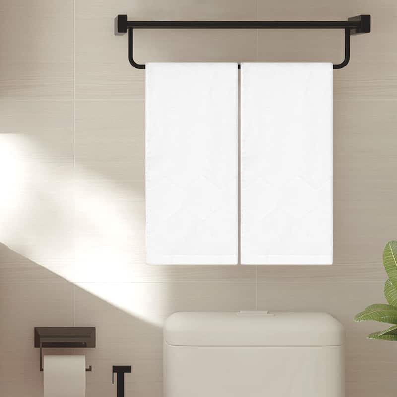 Solid Cotton Hand Towels Set of 2, Soft and Highly Absorbent Towels for Bathroom, Travel, Camp 14" x 30" - White