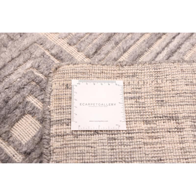 ECARPETGALLERY Hand Loomed Elysian Grey Wool Rug - 8'0 x 9'8