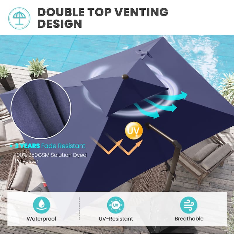 Crestlive Products 10 x 13ft Outdoor Patio Cantilever Umbrella with Base