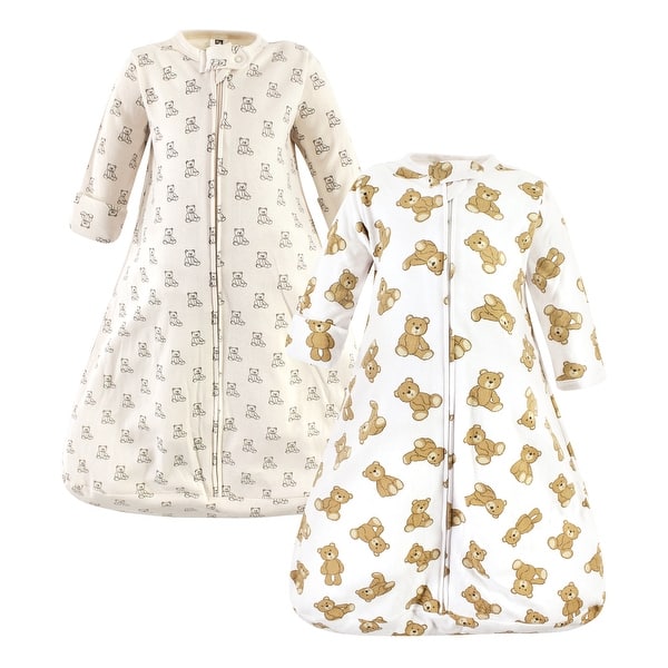 slide 1 of 1, Hudson Baby Cotton Long-Sleeve Wearable Sleeping Bag, Sack, Blanket, Teddy Bear Long Sleeve 12-18 Months - Teddy Bear Long Sleeve
