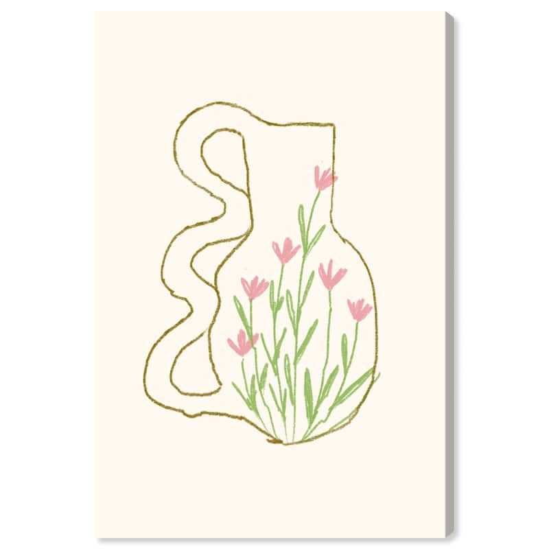 Wynwood Studio Canvas Floral and Botanical Glass Pitcher Redesign Green and Modern & Contemporary Wall Art Canvas Print