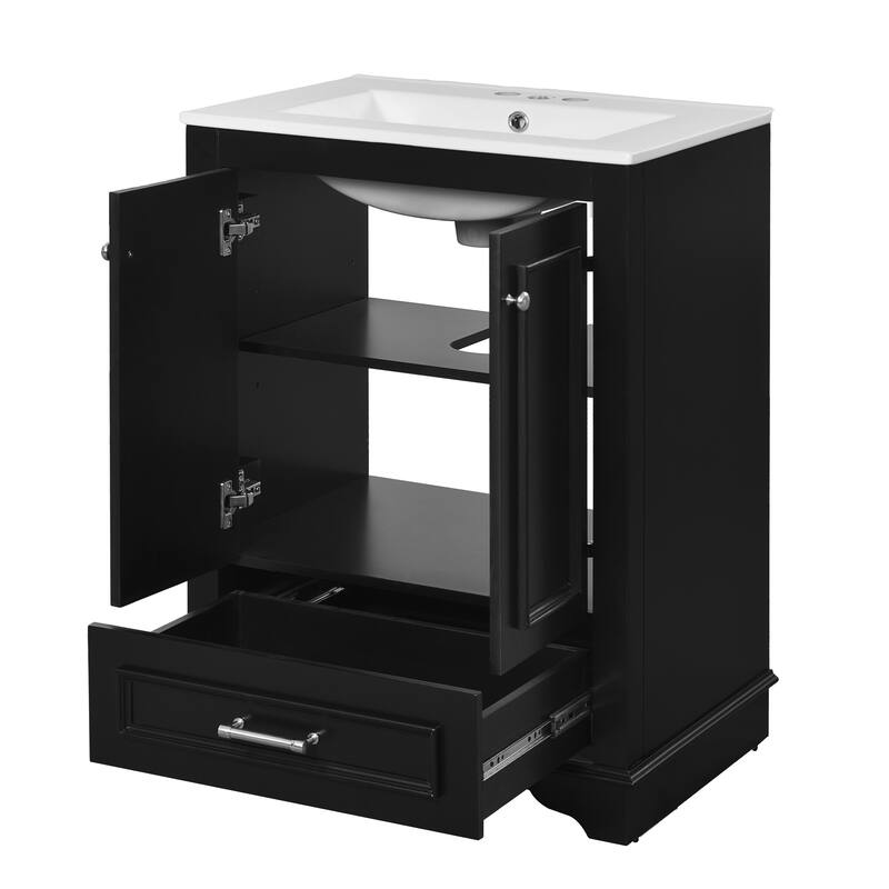 Bathroom Vanity with Sink, Bathroom Storage Cabinet with 1 Drawer and 2 Doors, Bathroom Vanities with Adjustable Shelf