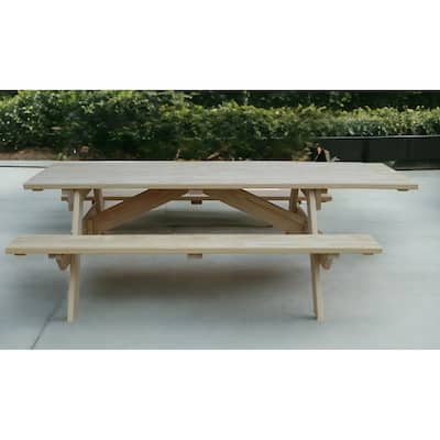 HomeRoots 94" Natural Solid Wood Outdoor Picnic Table