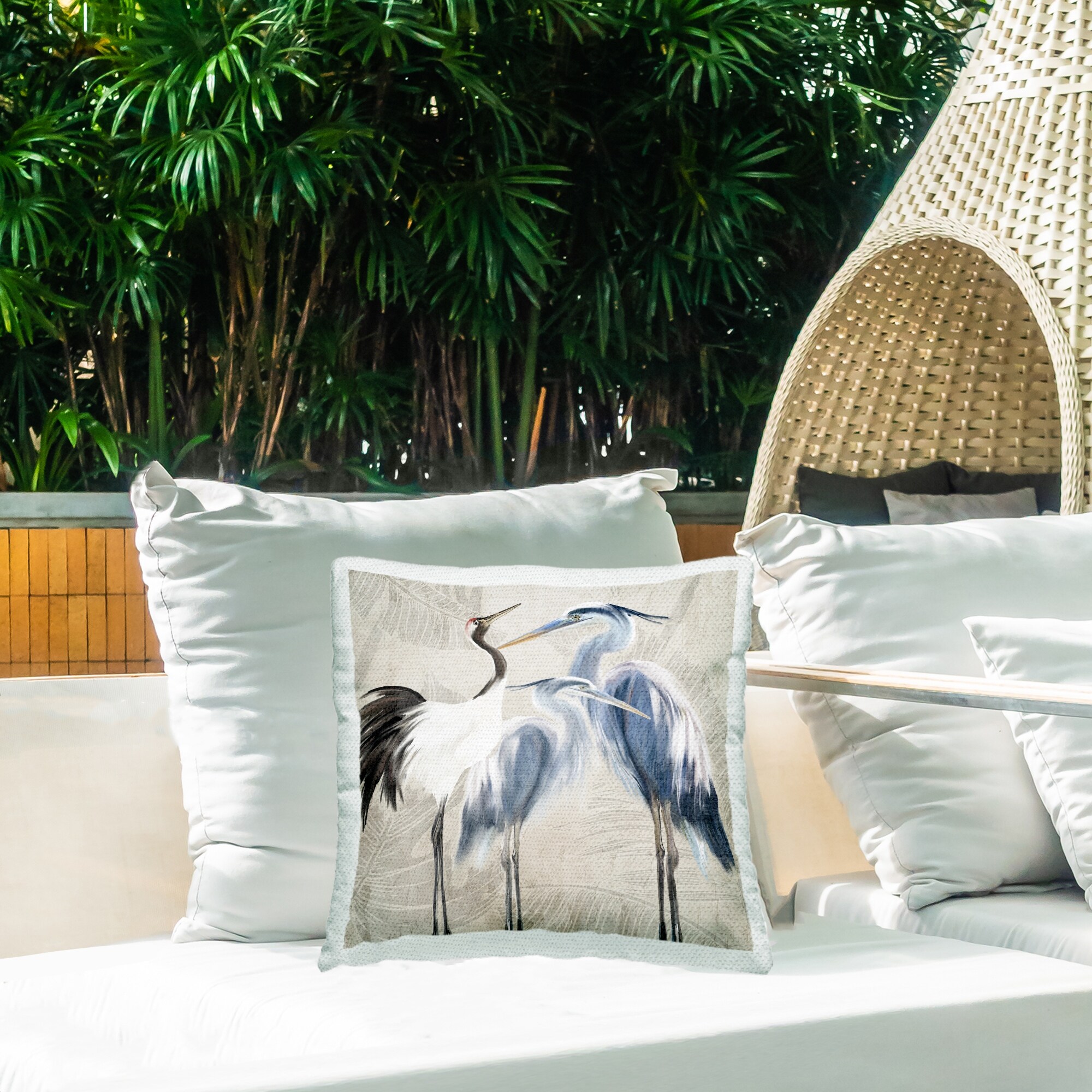 Stupell Egret Crane Birds Botanical Leaf Pattern Printed Outdoor Throw Pillow Design by Kim Allen Bed Bath Beyond 40229848