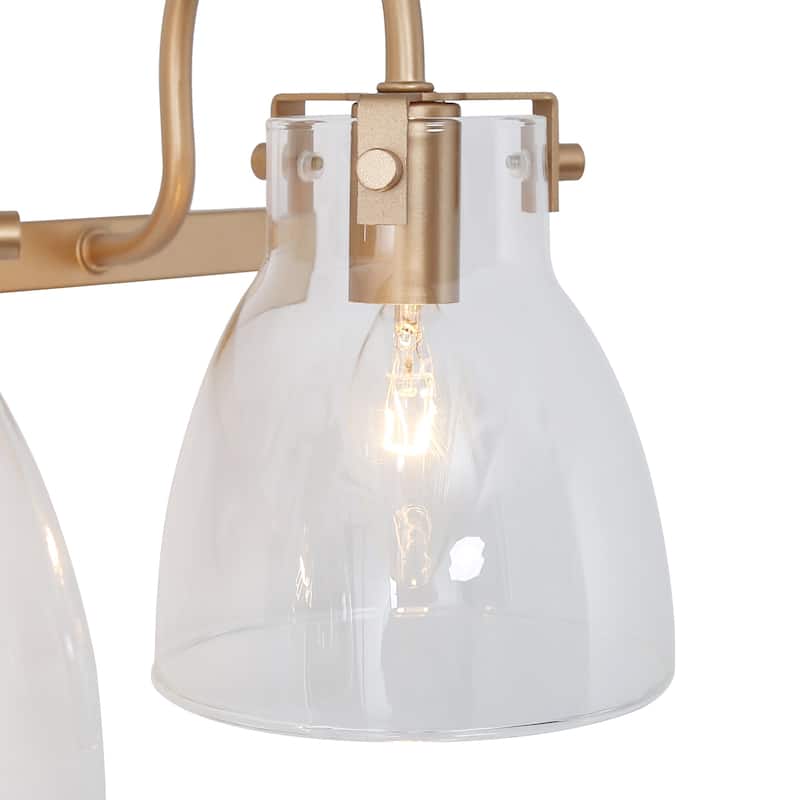 Modern 3-Light Gold Bathroom Vanity Light Glass Wall Sconces - Warm Gold - 21" L x 9" W x 8" H