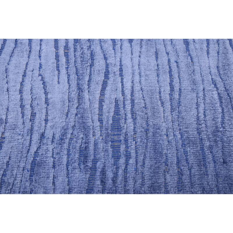 ECARPETGALLERY Hand Loomed Elysian Slate Blue Viscose Rug - 7'10 x 9'8