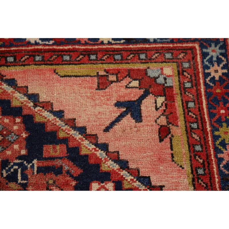 Geometric Malayer Vintage Persian Runner Rug Handmade Wool Carpet - 3'6" x 10'2"