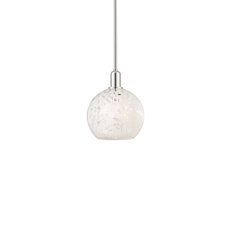 Innovations Lighting 716-1S-13-10 White Mouchette Pendant White - Polished Nickel / White Mouchette