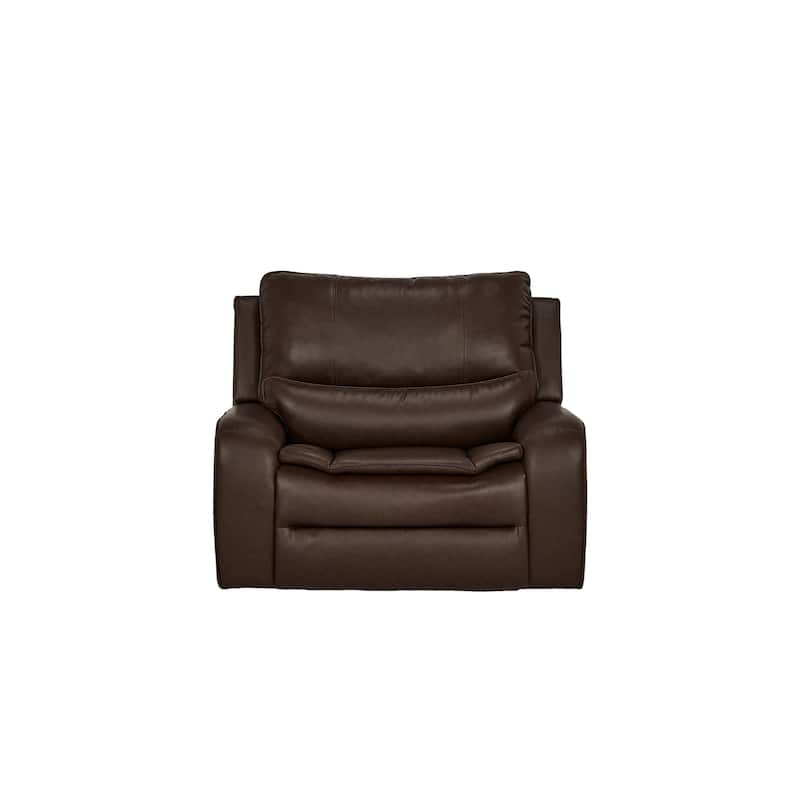 48.5" W Faux Leather Dual-Power Oversized Width Seat Recliner with USB & USB-C Charging, Ajustable Headrest - Dark Brown
