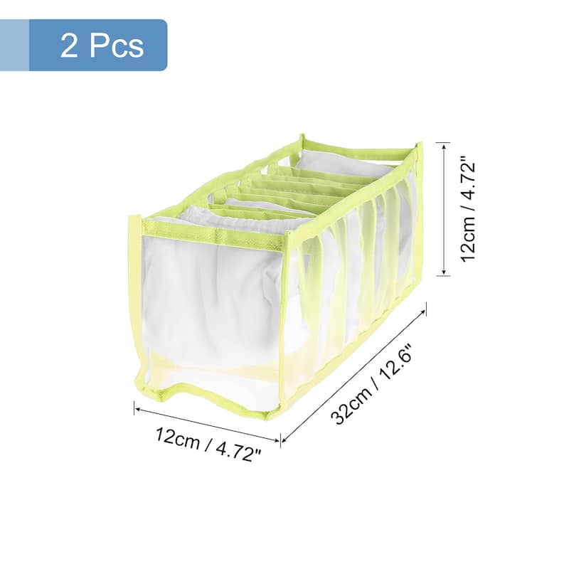 Clothes Drawer Organizer, Sock Organizer Foldable Clothes Drawers - Green - 2pcs