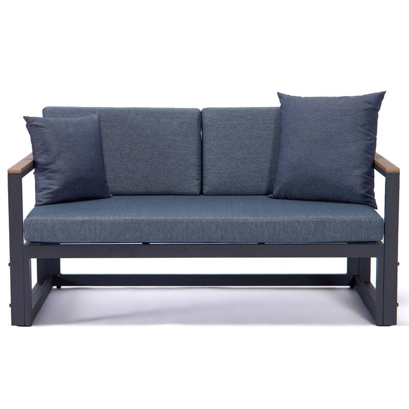 Chelsea 3-Piece Adjustable Headrest All-Weather Sectional Set in Aluminum Frame with Removable Cushion Covers for Indoor/Outdoor