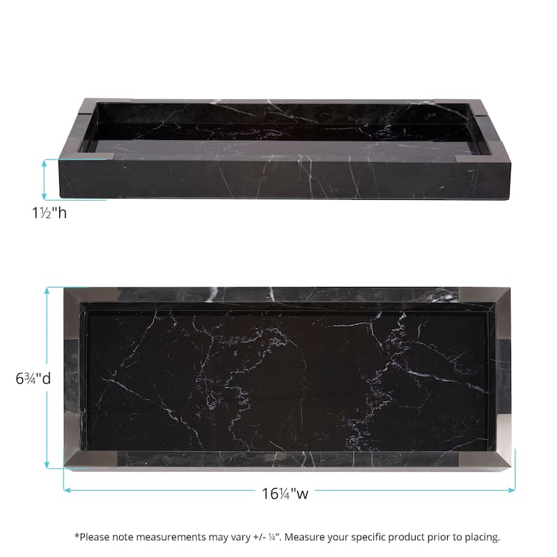 Allan Andrews Mirrored Marble Tray with Brushed Brass Accents - N/A