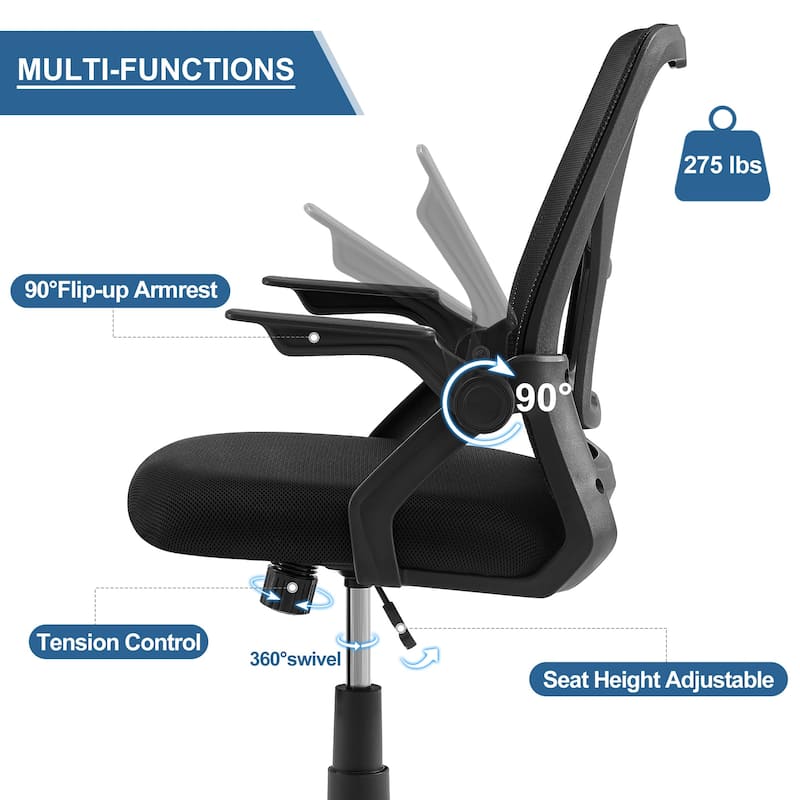 Javlergo Office Chair Mid Back Swivel Lumbar Support Desk Chair, Computer Ergonomic Mesh Chair with Armrest